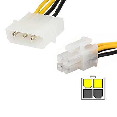 4 pin ATX 12V to 4 pin molex 12 power güç kablosu 30 cm