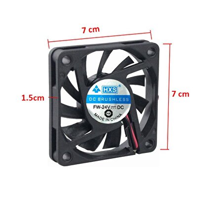 Dc 24v 7cm 2 pinli soğutucu fan 7x7x1,5 cm fan
