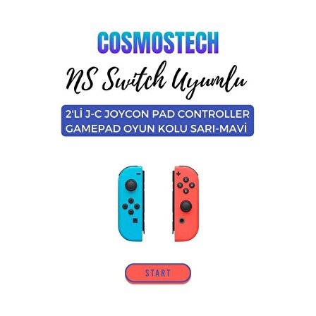 Cosmostech NS Switch Uyumlu 2'li J-C Joycon PAD Controller Gamepad Oyun Kolu Kırmızı-Mavi
