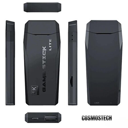 Cosmostech 4K Ultra HD Game Stick Lite , Retro Atari Video Oyunlu Gaming Oyun Konsolu , 2.4G Kablosuz Çift Kollu Gamepad