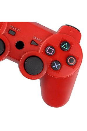 Cosmostech P3 Doubleshock PS3 Playstation 3 için Uyumlu Kablosuz Titreşimli Oyun Kolu Gamepad Joystick Controller Kırmızı