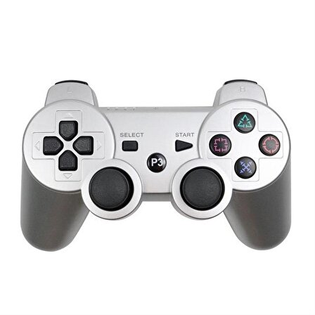 Cosmostech P3 Doubleshock PS3 Playstation 3 için Uyumlu Kablosuz Titreşimli Oyun Kolu Gamepad Joystick Controller Gümüş