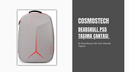 Cosmostech Deadskull PS5 CD ve Dijital Model Konsol , Sırt ve El Ergonomik Seyahat Taşıma Çantası Gri