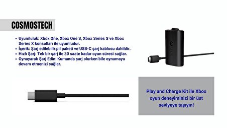 Microsoft  XBOX Series S/X/ One / One S Uyumlu Batarya Şarj Kiti - Play & Charge Kit