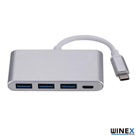 Winex 4in1 65W Type-C USB Çoğaltıcı Adaptör Port Hub 3xUsbA Giriş 1 PD Giriş