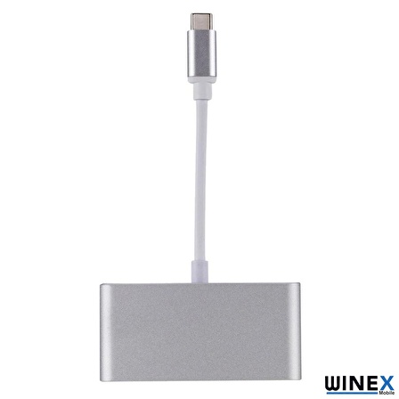 Winex 4in1 65W Type-C USB Çoğaltıcı Adaptör Port Hub 3xUsbA Giriş 1 PD Giriş