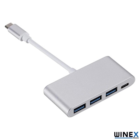 Winex 4in1 65W Type-C USB Çoğaltıcı Adaptör Port Hub 3xUsbA Giriş 1 PD Giriş