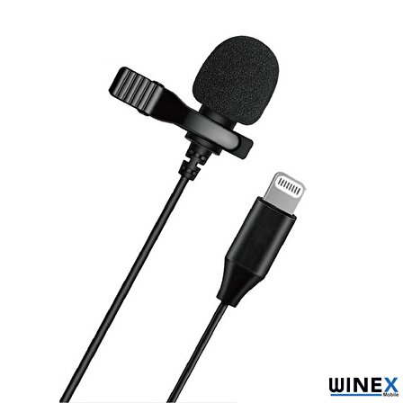 Winex İphone Lightning Port Yaka Mikrofonu Siyah