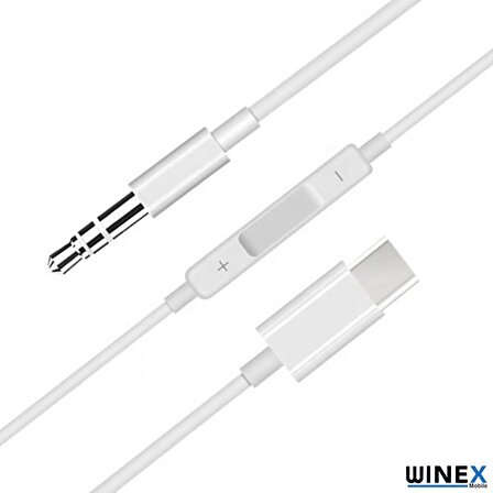 Winex Type-C to 3.5mm Aux Ses Kontrollü Dönüştürücü Adaptöruşlu