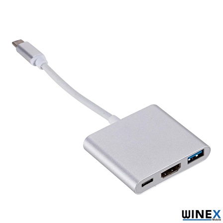 Winex 3in1 Type-C To HDMI Hub Port Adaptör PD USB 3.0 4K HDMI Çıkışlı