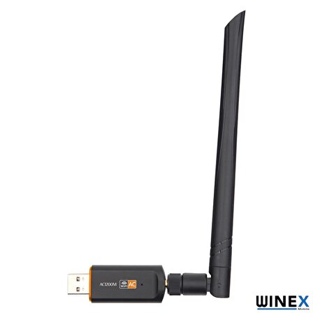 Winex 5Dbi Dual Band 2.4G+5G USB Wifi Adaptör Dongle AC 1200Mbps