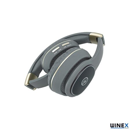 Winex YK Led Kulak Üstü Bluetooth Kulaklık Gri 