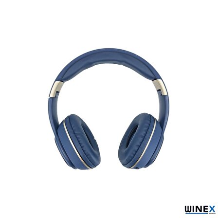 Winex YK Led Kulak Üstü Bluetooth Kulaklık Mavi