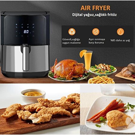 Dalle 5.5 Lt XL Yağsız Dijital AirFryer Fritöz 1700 Watt