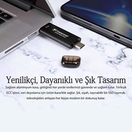 Transcend TS256GESD310C 256GB,USB/Type-C Taşınabilir Harici SSD Siyah