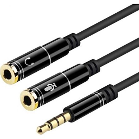 Kulaklık Mikrofon Birleştirici Kablo 3.5 Mm Erkek To 2X 3.5 mm