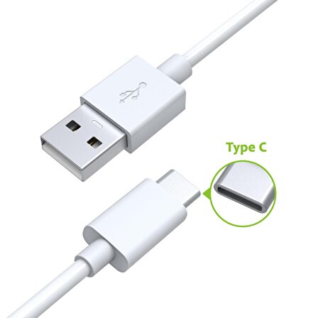 Omars USB Type-C 3A Hızlı Şarj ve Data Kablosu Beyaz 1 Metre