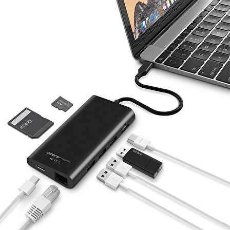 Omars Type-C to 3 Port USB 3.0 HDMI Ethernet SD TF Kart Okuyucu Hub Çoklayıcı