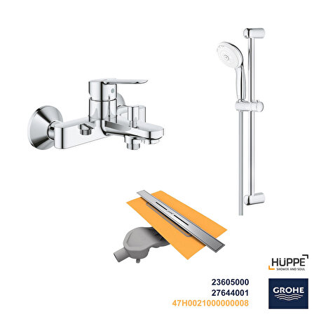 Grohe BauEdge Gümüş Banyo Bataryası Seti