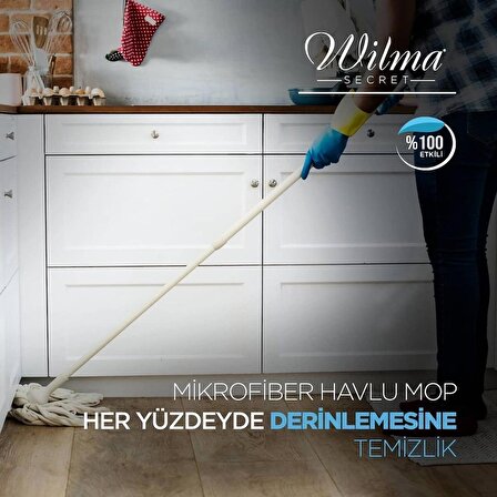Wilma Secret Ultra Lüks Mikrofiber Mop Ucu - Vileda Mop Ucu 2 Adet Mavi