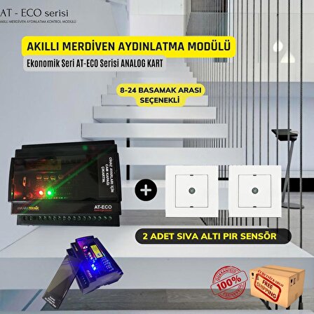 8 Kanal AT-ECO Akıllı Merdiven Ray Tipi Modül+ 2 pır sensör 