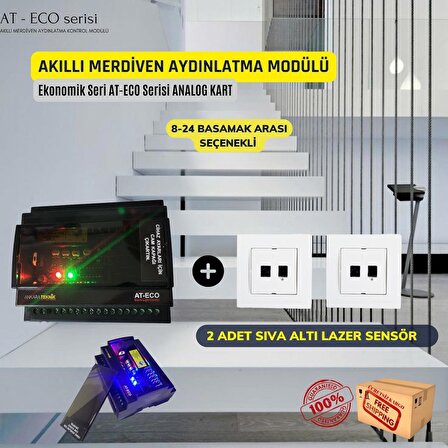 16 Kanal AT-ECO Akıllı Merdiven Ray Tipi Modül+ 2 Lazer sensör 
