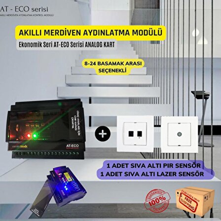 8 Kanal AT-ECO Akıllı Merdiven Ray Tipi Modül+1 Lazer/1PIR sensör 