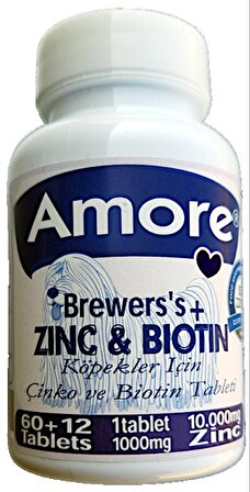 Köpek Brewers Çinko Biyotin Tüy Döküm XL Tableti 72 Adet 1000 mg Zinc Biotin Extra Large Tabs