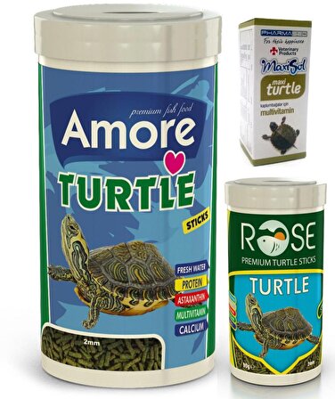 Turtle Green Sticks 1000ml, Rose 250ml Su Kaplumbağası Yemi ve Vitamin