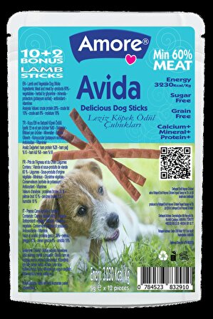 Avida Lamb Dog Sticks Tahılsız Kuzu Etli Köpek Ödül Çubukları 3 adet 12li Paket