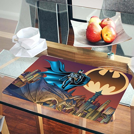 Gifi Batman 31,5x45 cm Dikdörtgen Siyah Silinebilir Desenli Amerikan Servis Takımı Tek Kişilik