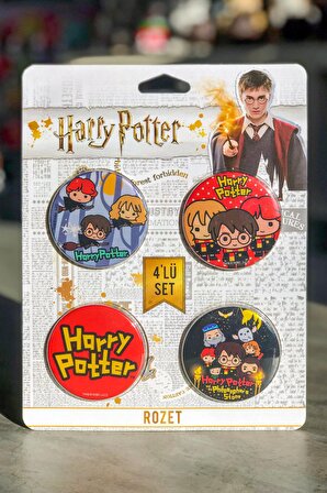 Rozet 4lü Set Harry Potter Hermonie Granger Ron Weasley Lisanslı
