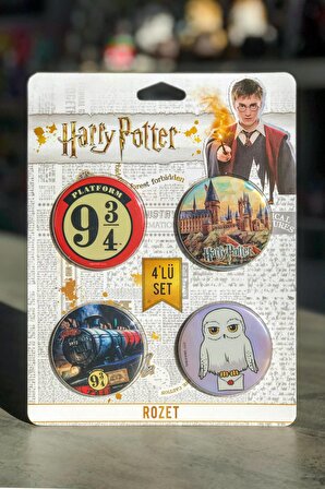 Rozet 4lü Set Harry Potter Hogwarts Express Lisanslı Özel Tasarım