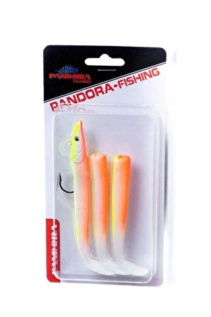 Pandora Sandel 5566 Silikon Yem 100 mm 14 gr Chartreuse Orange/White Body