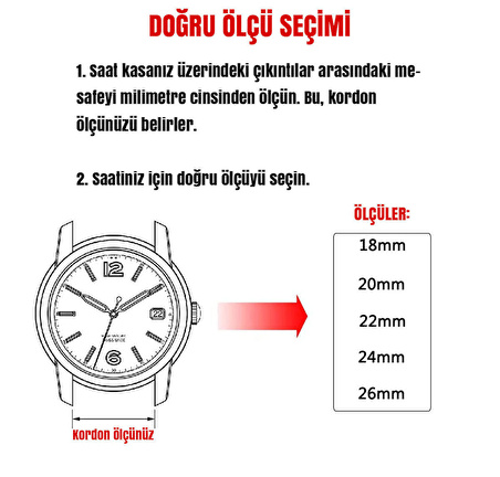 Siyah Saat Kordonu Kayış 22mm