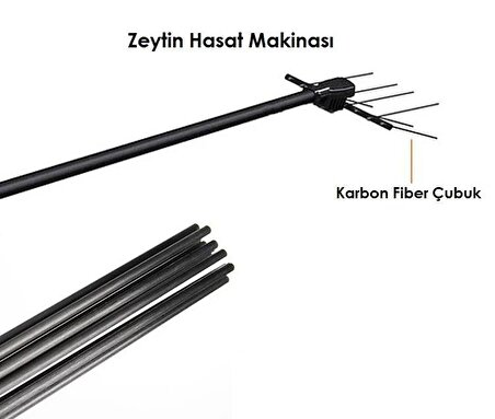 Zeytin Hasat Makinası Karbon Fiber Çubuk - 5,0 mm Düz 5 Adet