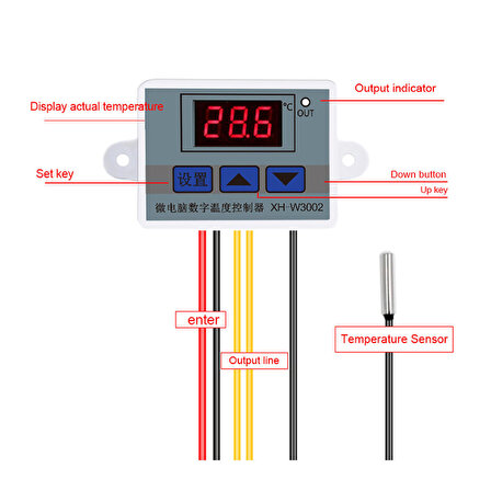 W3002 12V 10A Dijital Termostat Kuluçka Makinalarına Uygun Hassas