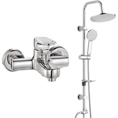 ECA Zafir Banyo Bataryası+T-MAY Banyo Lidya Oval Tepe Duş Takımı Seti Paslanmaz Krom