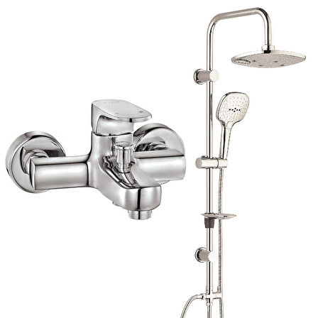 ECA Zafir Banyo Bataryası+T-MAY Banyo Ayvacık Elips Tepe Duş Takımı Seti Paslanmaz Krom