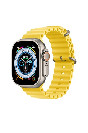 Apple Watch Ocean Sarı Silikon Saat Kordonu, 38,40,41 Mm