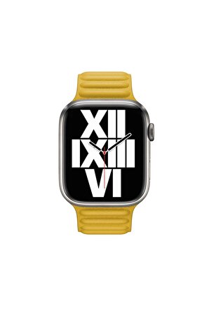 Apple Baklalı Deri Sarı Saat Kordonu, 38,40,41 Mm