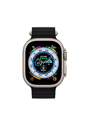 Apple Watch Ocean Siyah Silikon Saat Kordonu, 42,44,45,49 Mm