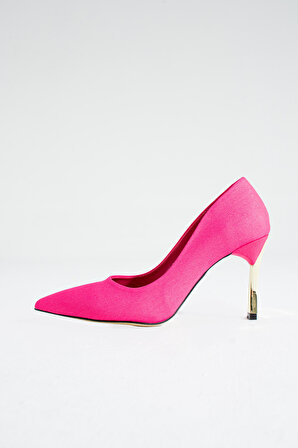 Kadın Topuklu Ayakkabı - Yüksek Topuklu Stiletto Rahat Şık ve İnce İş Ayakkabısı Fuşya Renk 9 cm
