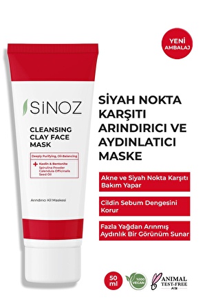 Sinoz Akne Ve Siyah Nokta Karşıtı Arındırıcı Yüz Bakım Kil Maskesi 50 ml Tüm Ciltler Için