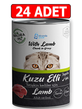 Eco natura pet kuzulu yetişkin kedi konservesi 400gr gravy kedi yaş maması 24 adet