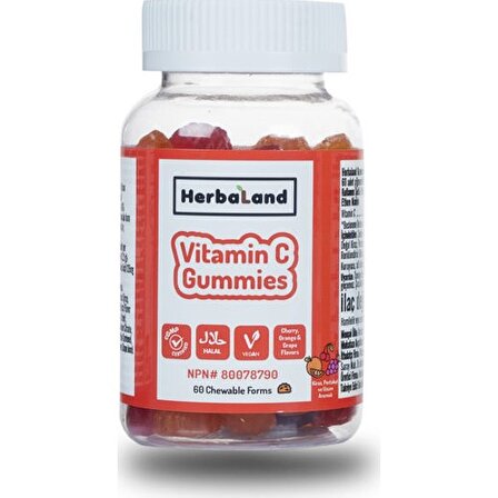 Herbaland Kids Vitamin C Gummies 60 Çiğnenebilir Form