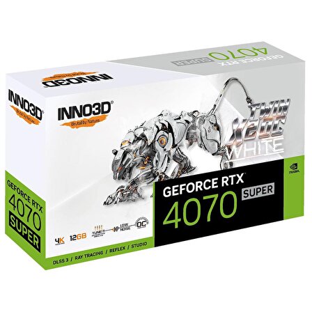 Inno3D Nvidia GeForce RTX4070 SUPER Twin x2 White OC 12GB 192Bit GDDR6X Ekran Kartı (N407S2-126XX-186162W)