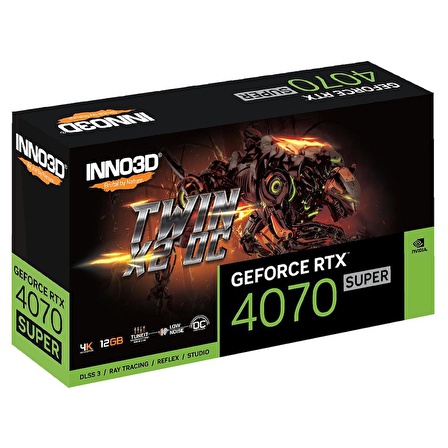 Inno3D Nvidia GeForce RTX4070 SUPER Twin x2 OC 12GB 192Bit GDDR6X Ekran Kartı (N407S3-126XX-186162L)