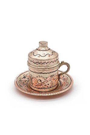 Bi.Te Rich Gümüş Kahve Fincan Seti 6 Kişilik - Bakır El İşleme - Erzincan