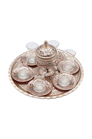 Bi.Te Rich Gümüş Çay Seti 6 Kişilik - Bakır El İşleme Erzincan